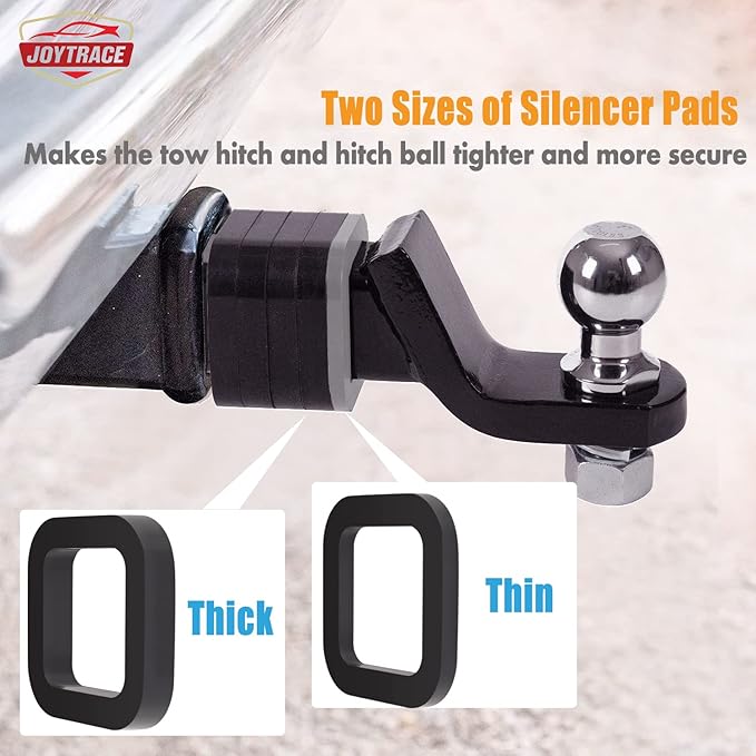6 Pack - Multiple Size Combination，2.5 Inch Hitch Receiver Silencer Pad ，Effectively Reduce The Noise Disturbance- Compatible with Most 2.5 Inch Trailer Hitch Receiver