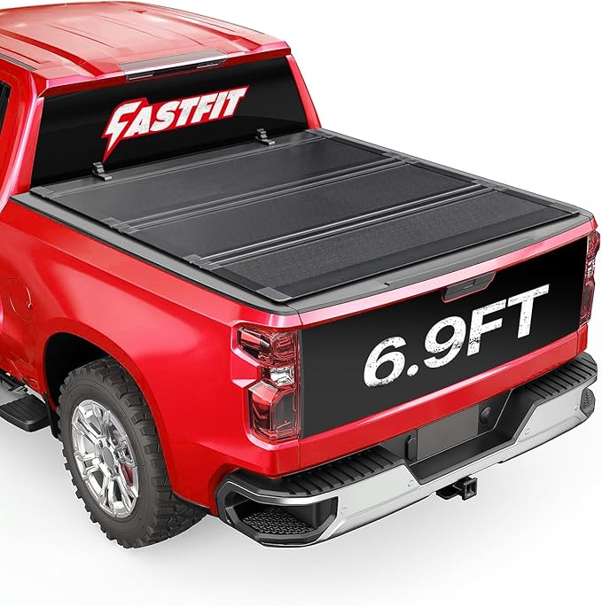 FASTFIT F3 Flip-Up Tonneau Cover for 2020-2025 Silverado/Sierra 2500 HD 3500 HD with 6.9FT Bed (82.2"), not fit Carbon Pro Bed | FRP Hard Folding Truck Bed Cover | No-Drill | 100% Bed Access.