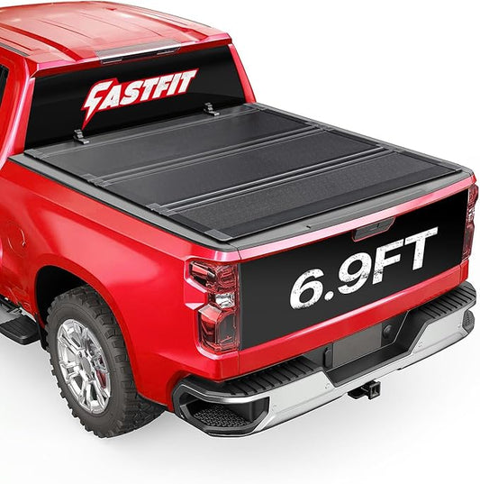 FASTFIT F3 Flip-Up Tonneau Cover for 2020-2025 Silverado/Sierra 2500 HD 3500 HD with 6.9FT Bed (82.2"), not fit Carbon Pro Bed | FRP Hard Folding Truck Bed Cover | No-Drill | 100% Bed Access.