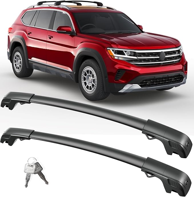 FengYu 300lb Lockable Roof Rack Cross Bars Compatible with Volkswagen VW Tiguan 2018-2026 (Not for Limited) & Taos 2022-2026, Heavy Duty Aluminum Roof Rails Crossbars Cargo Bars Canoe Rooftop Black