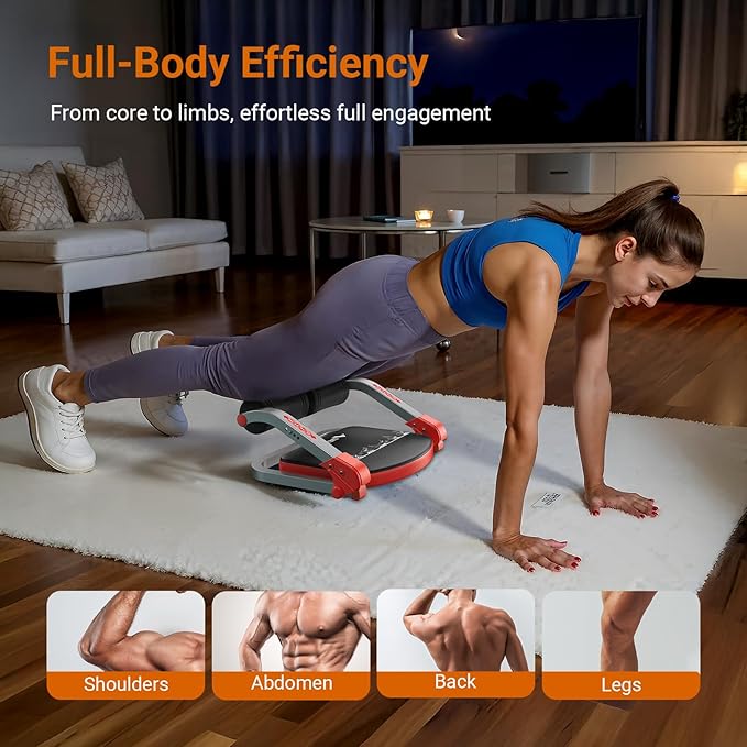 MERACH Ab Machine for Home Gym, Adjustable Ab Trainer with 3 Resistance Levels, Sit Up Exercise Equipment for Core Workout, Automatic Rebound Ab Crunch Machine, Ab Workout Equipment for Stomach