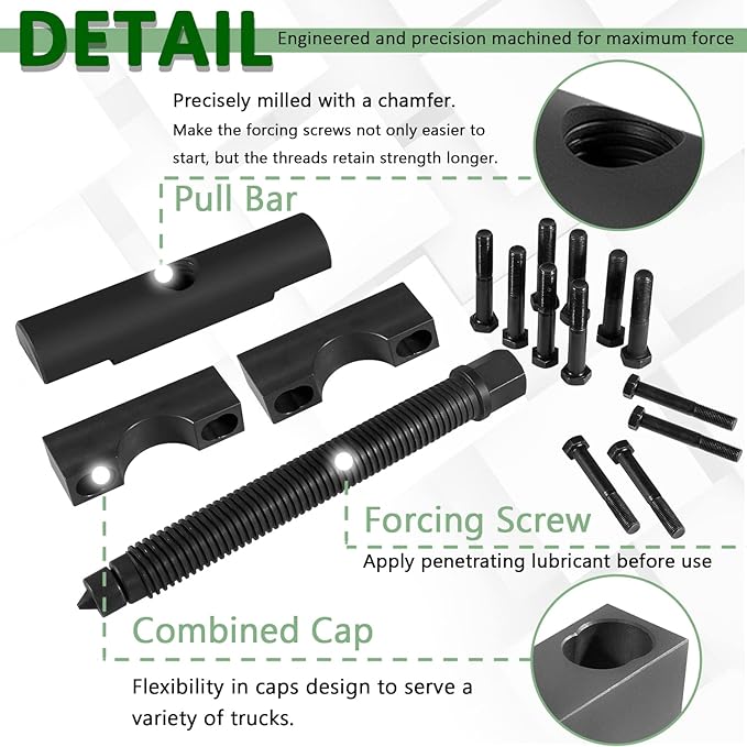 Bonbo 10803 Heavy-Duty Yoke Puller Kit Semi Truck Yoke Remover Tool Kit, Use for Commercial Trucks, Replacement for Spicer & Meritor 1610 1710 1760 1810 Series, Use with 3/4 inch Impact Tool