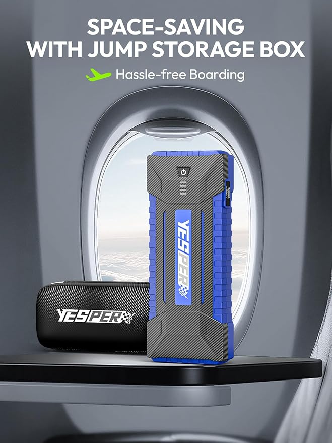 YESPER 2160A Car Jump Starter Portable，Battery Jumper Booster Pack, Boost Jump Box for Most 12V Vehicle (Up to 9.0L Gas/7.0L Diesel Engine), DSLI Safe Tech, PD 15W Fast Charge & DC 15V Port