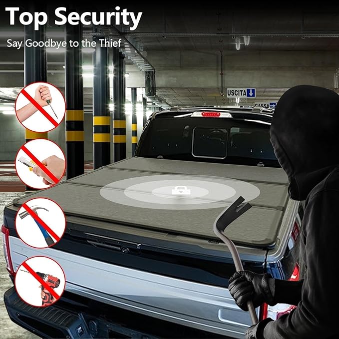 FRP Hard Tri-fold Truck Bed Tonneau Cover Compatible with 5.8 FT for 2019-2026 Chevy Silverado/GMC Sierra 1500 5.8 FT Bed W/o Multi-Flex Tailgate