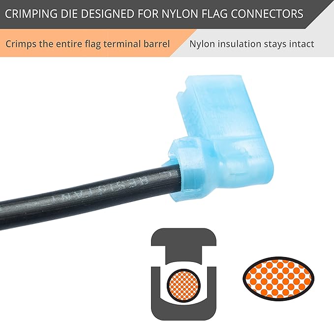 Wirefy Crimping Die for Insulated Flag Terminals 22-16 AWG | Quick-Change Die for Wirefy Crimping Tools | Precision Crimping Accessory