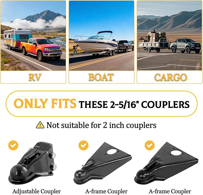 Upgraded Trailer Lock Fits 2 5/16 Inch Coupler, Heavy-Duty Trailer Hitch Locks, Pry-Resistant & Anti-Theft Trailer Coupler Lock, Accessories for Trailer/RV/Boat (Trailer Lock with Handle - Gold)