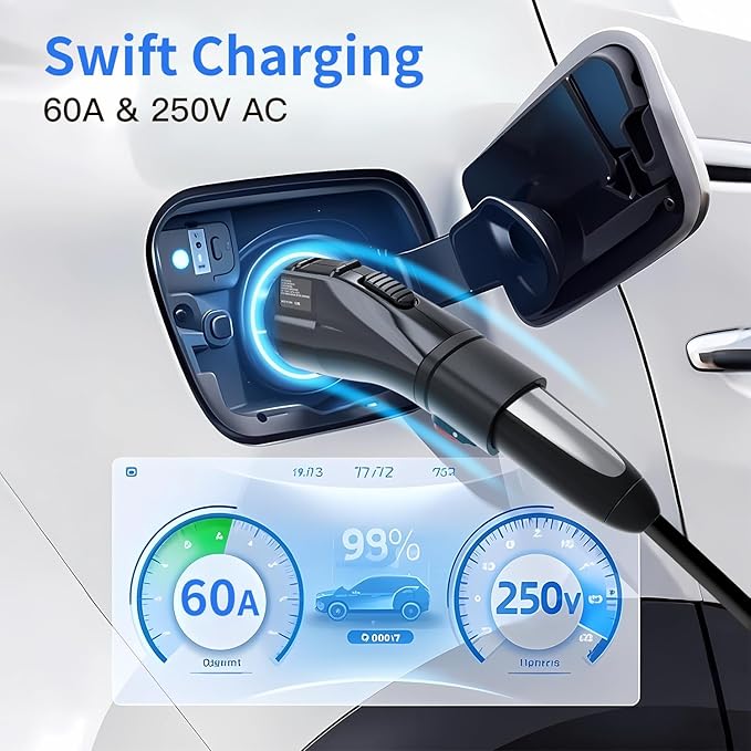 Tesla to J1772 EVs Charging Adapter, Tesla Charger Adapter Converter Up to 60Amp 250V AC, Compatible with Tesla Wall Connector, Destination/Mobile Chargers [Excludes Superchargers]