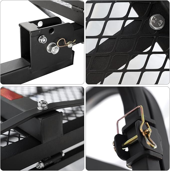 Wildroad Hitch Mount Cargo Carrier Basket 500 LBS Folding Vehicle Cargo Baskets 60" x 24" x 14" Fits 2" Receiver with 2" Hitch Stabilizer for SUV, Pickup Truck, Trailer