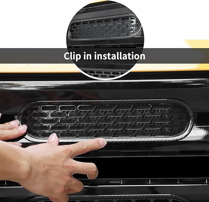 Front Grill Mesh Grille Inserts Cover Frame Trims Kit 6Pcs Fit for Ford Bronco 2021-2025+ 2/4 Door Exterior Accessories (Carbon Fiber)