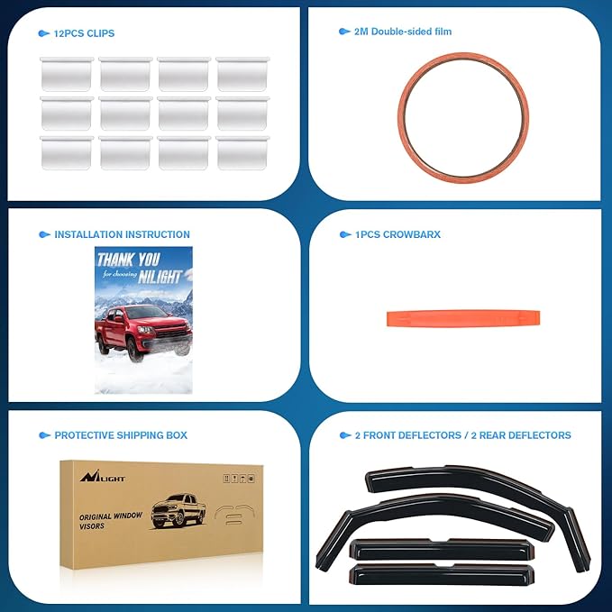 Nilight in Channel Rain Guards for Chevy Tahoe/GMC Yukon/Cadillac Escalade 2015 2016 2017 2018 2019 2020 Original Window Deflectors, Vent Window Visors-4PCS