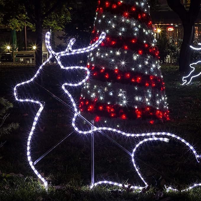 New Upgraded Solar Rope Lights Outdoor Waterproof 105ft 300 LED Solar String Lights with Remote Timing Dimmable 19 Modes Garden Lights for Camping Pathway RV Camp Christmas Decoration (300LED-White)