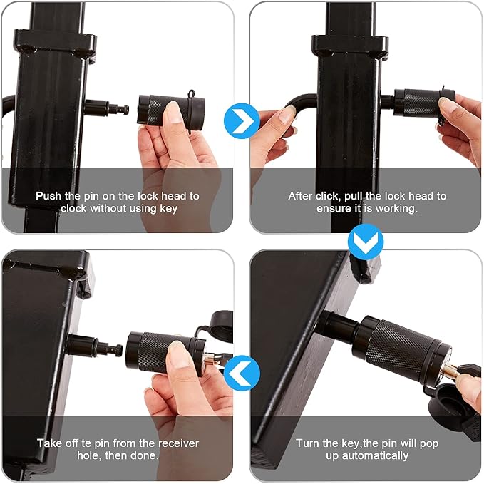 METOWARE Trailer Hitch Locks, 1/2" and 5/8" Diameter Dual Bent Pins for Class I-IV Hitches, Anti-Theft Hitch Lock for 1-1/4" 2" and 2-1/2" Receiver, Fits Towing Trailer Truck Car Boat RV (2 Pack)