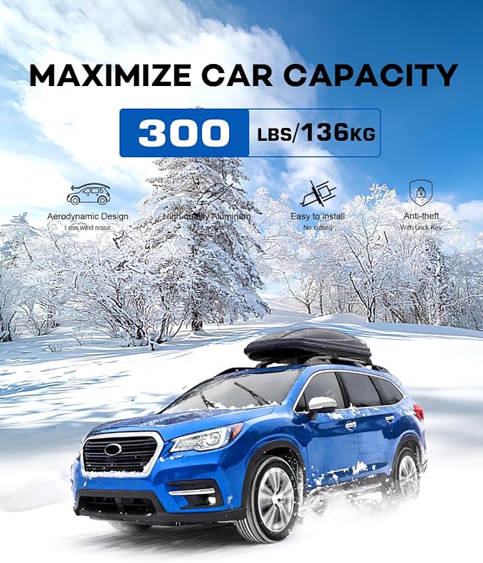 300lbs Roof Rack Cross Bars Compatible with Subaru Ascent 2019-2026,Heavy Duty Aluminum Lockable Roof Rails Crossbars Rooftop Luggage
