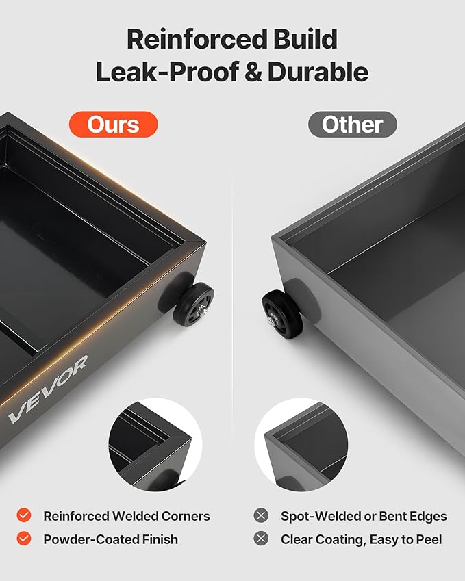 VEVOR Low Profile Oil Drain Pan, 15 Gallon Capacity, Rolling Oil Drain Pan with Electric Pump & 7.2 ft Hose, Leak-Proof & Corrosion-Resistant, Fit for Cars, SUVs, Trucks, Motorcycles, ATVs, Metal