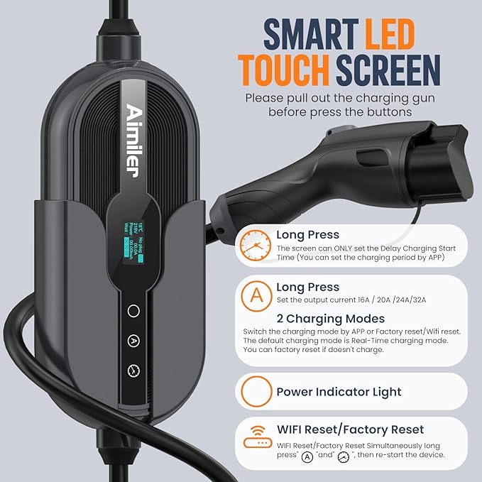 Level 2 Electric Vehicle (EV) Charger(WIFI APP/Plug-play), 32A, 25ft Cable ETL Certified, 220V-240V NEMA 14-50P Plug EVSE w/ J1772 Connector, Portable EV Car Charging Stations for Home Level 2