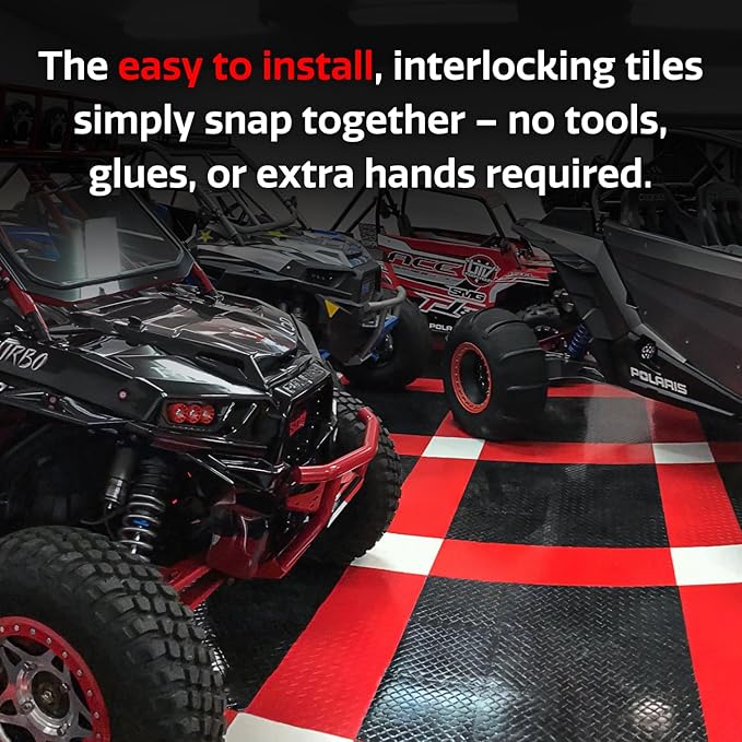 Big Floors RaceDeck CircleTrac, Interlocking Non-Slip Garage Flooring Tile, Durable, Modular, Heavy-Duty Copolymer, Easy Install (Alloy, 48 Pack of 12 x 12" Tiles)