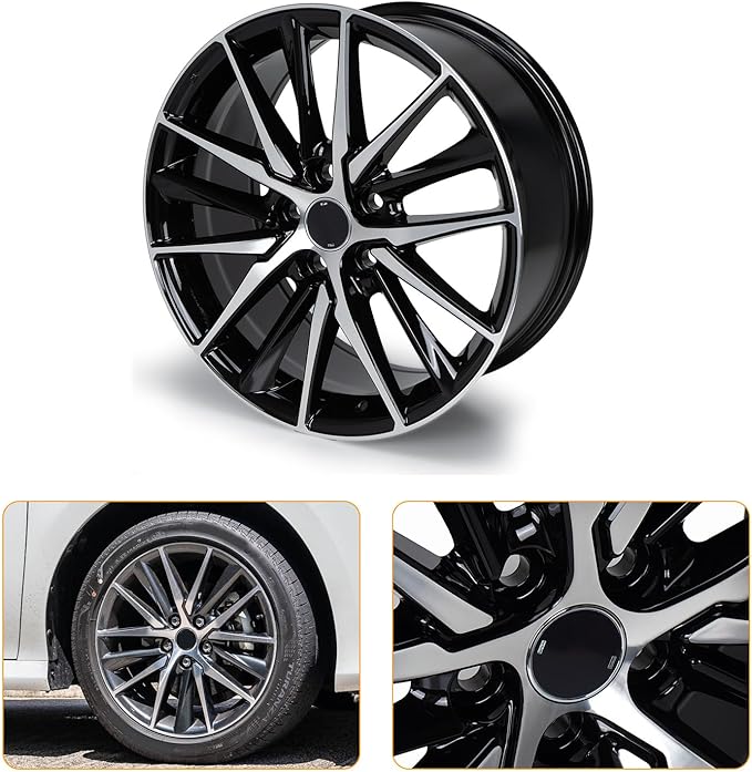New 18" x 8" Aluminum Alloy Replacement for OE Wheel Rim Compatible with Toyota Camry 2021 2022 2023 Black, Fits for Front or Rear Wheel 95093, Set of 4