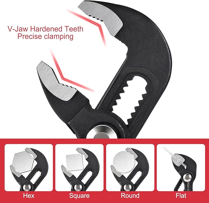 3piece Water Pump Pliers Set 8/10/12 inch Groove Joint Pliers Set Non-Slip Grip Precision Clamping Plumbing Lock Plier for Repairs Quick Release Adjustable Plier Set