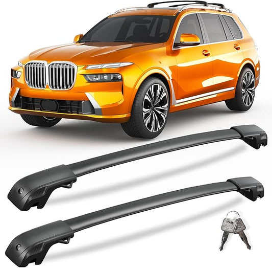 KINGGERI 300lbs Lockable Roof Rack Cross Bars Compatible with BMW X7 G07 2019-2025 with Raised Side Rails, Heavy Duty Aluminum Roof Rails Crossbars Cargo Luggage SUV Accessories