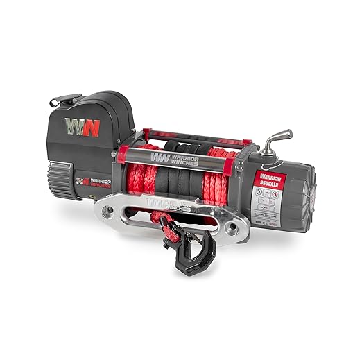 Warrior Winches Samurai 10000 lbs 12V Electric Winch with Synthetic Rope - Powerful Electric Winch for Trucks - 10000 lbs Load Capacity - Wireless Remote Included