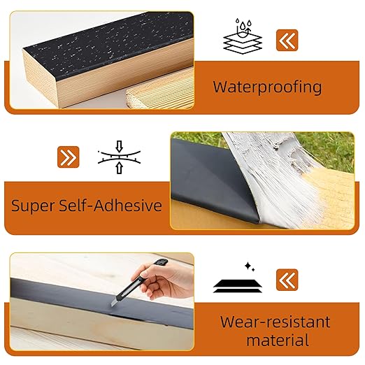 1-5/8" x 50' Deck Joist Tape, 8 Pack Waterproof Seal Butyl Deck Tape, Weather Resistance Self-Adhesive Joist Tape for Decking Wood Joists and Beams