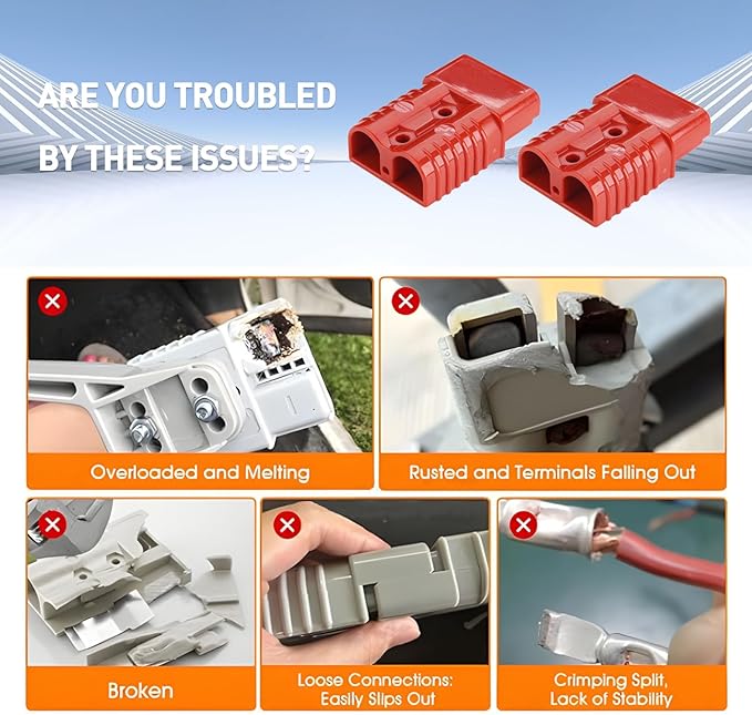 175A Connector Quick Connect Disconnect Genderless Battery Plug Connector 1/0 AWG for 2 Pack Red Suitable for Car Trailer Motor Winch Forklift