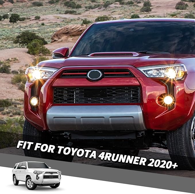 Jimen Compatible with Toyota 4Runner 2020-2024, Front Center Grille Inserts Cover Exterior Trim Accessories (Red)