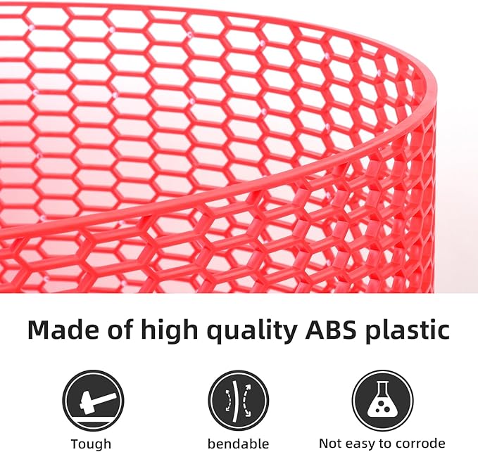 AggAuto 47"x16" ABS Plastic Universal Car Grill Mesh, Automotive Grille Insert Bumper Honeycomb Hole 11x30mm Hex Grids Red