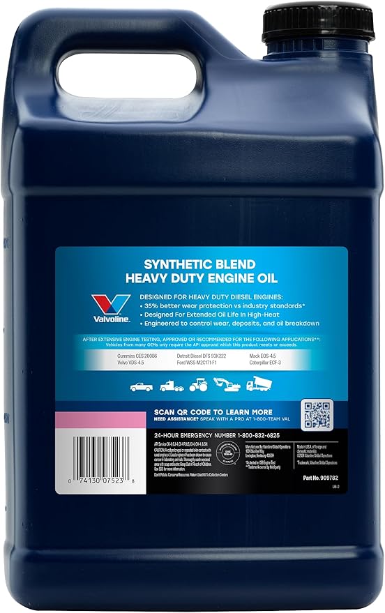 Valvoline Heavy Duty Synthetic Blend 15W-40 Diesel Engine Oil 2.5 Gallon
