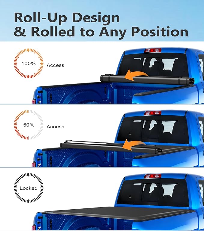 PM Auto Soft Roll Up Bed Cover Replacement for 2024 Ford F-150 Lightning 5'7" (67") Bed