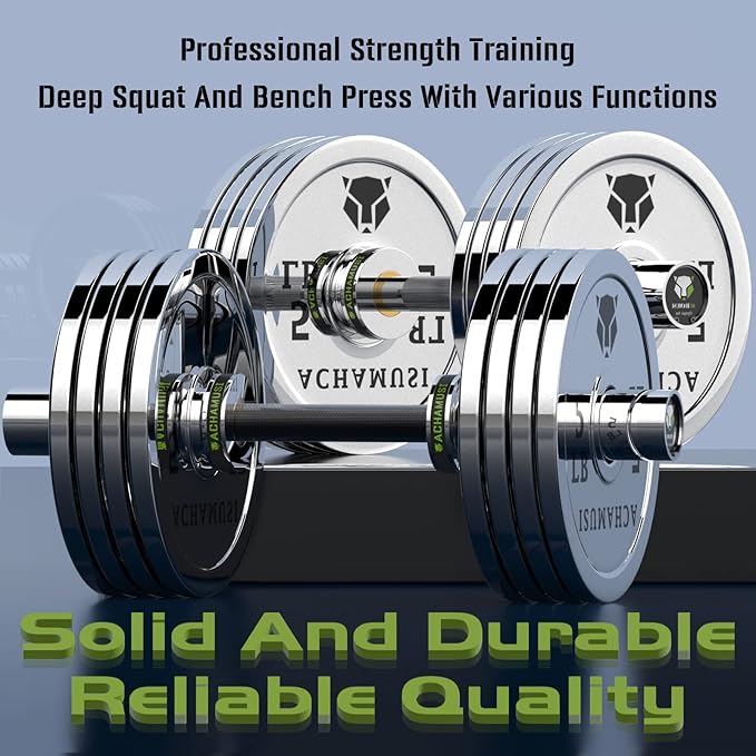 16" Olympic Dumbbell Handle Pair - Solid Adjustable Dumbbell Bars With Spring Collars 2'' Can Load(150LB/350LB), Suitable For Home Gym Exercise