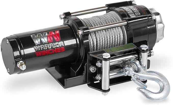 Warrior Winches Ninja 3500 lbs - Premium 12V Electric ATV/UTV Winch with Steel Cable, Compact and Powerful 12 Volt ATV Winch - Comes with Wireless Remote - Perfect for ATV, UTV, Boat, Trailer