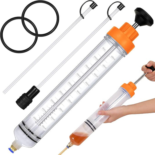 Gisafai 500cc Fluid Extractor Automotive Pump Manual Oil Extractor Pump Syringe for Gasoline Hand Cleaner for Power Steering, Hydraulic Fluid(Orange)