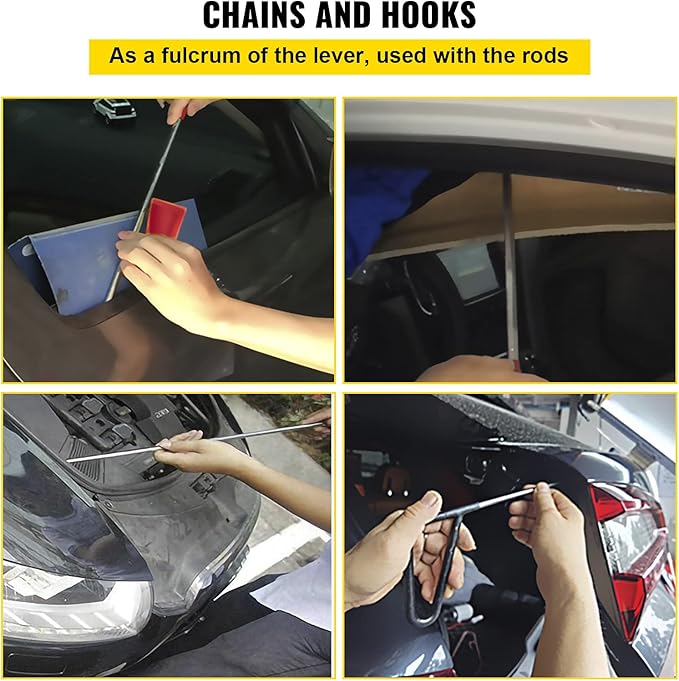 VEVOR Rods Dent Removal Kit, 20 Pcs Paintless Dent Repair Rods, Stainless Steel Dent Rods, Whale Tail Dent Repair Tools, Professional Hail Dent Removal Tool For Minor Dents, Door Dings And Hail Damage