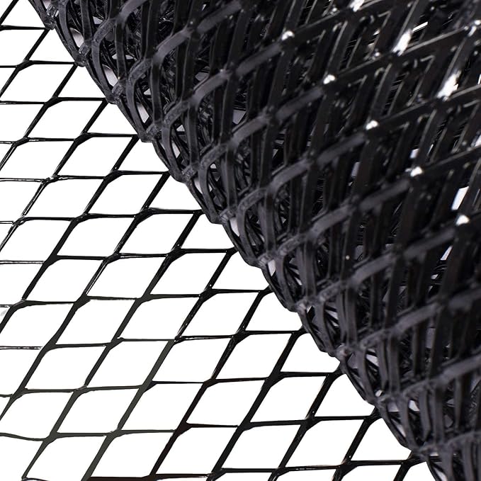 AggAuto 47x16 inches Car Pickup Truck Grill Mesh Spoiler Bumper Vent Aluminum Alloy Automotive Grille Insert Air Intake Racing Rhombic Hole 10x20mm Black