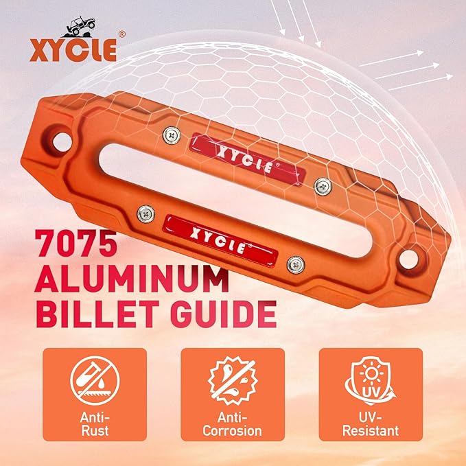 Winch Fairlead with Tow Hook,7075 Aluminum Hawse Fairlead with High Strength Alloy Steel Forged Winch Hook, 20000lb Winch Fairlead Hook (Orange)