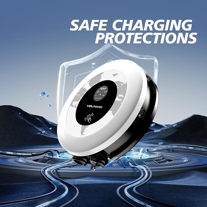 Level 2 EV Charger, 40Amp 9.6KW Fast Wall Home Charging Station-NEMA 14-50 EVSE w/ J1772 Connector, 240V NEMA 14-50 Plug-WiFi & APP Enabled,27.3ft Charging Cable, EC41 White