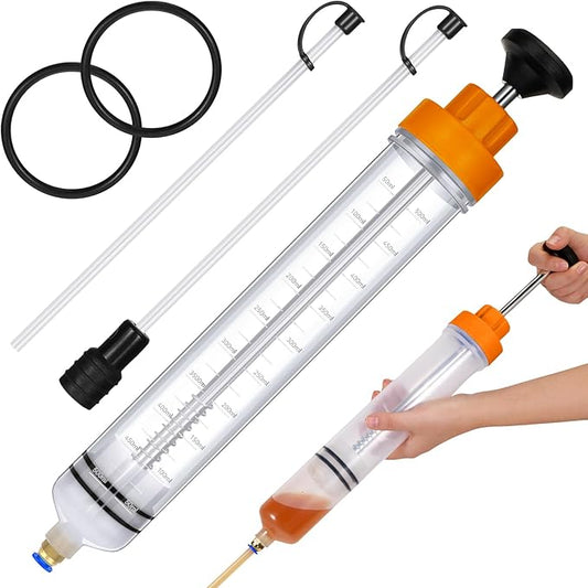 Gisafai 200cc Fluid Extractor Automotive Pump Manual Oil Extractor Pump Syringe for Gasoline Hand Cleaner for Power Steering, Hydraulic Fluid(Orange)