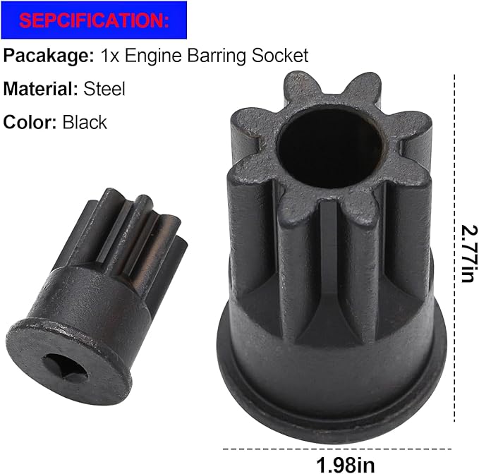 SMMS J-38587-A Engine Barring Socket Engine Turning Tool for Caterpillar CAT 3406E, Fits for EUI MUI & Mack Engines C9 C10 C12 C13 C15 C16 & E-7, E-7 ETEC OE: J38587A