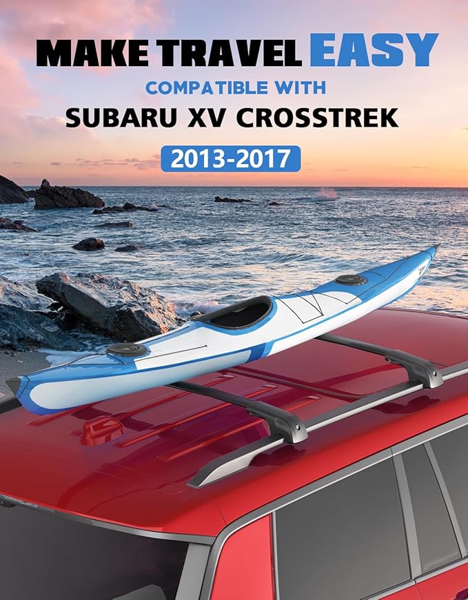 FengYu 300lb Lockable Roof Rack Cross Bars Compatible with 2013-2017 Subaru XV Crosstrek & 2012-2016 Impreza, Heavy Duty Aluminum Roof Rails Crossbars Cargo Bars Canoe Rooftop Black Carrier Luggage