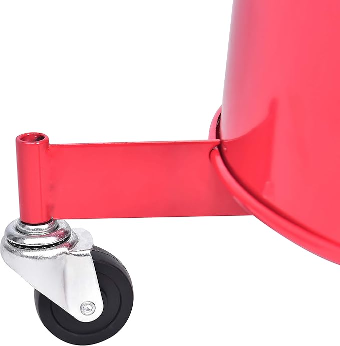 Aain 5 Gallon Oil Drian Portable Steel Oil Drain, Waste Oil Drain with Wheel, Adjustable Height, Red (AODT-5)