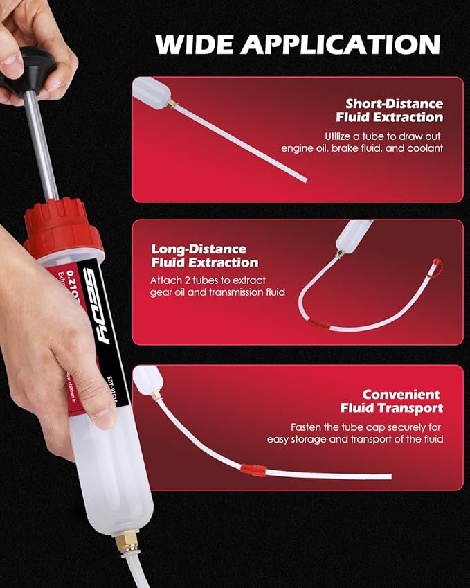 SEDY Fluid Extractor - 200cc Multi-Purpose Syringe, Oil Suction Pump, Manual Extraction and Filling Pump, Automotive Oil Syringe