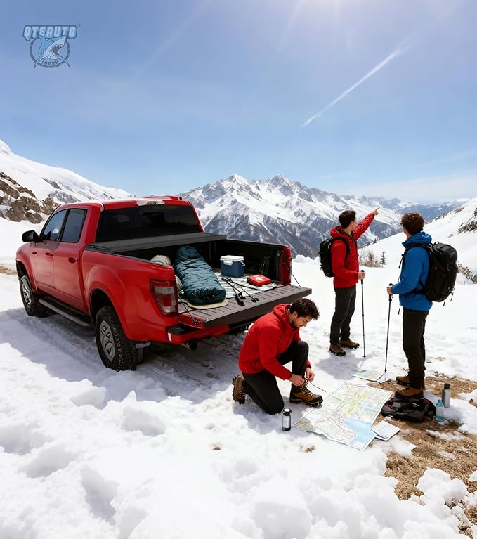 PM Auto Hard Quad-Fold Aluminum Tonneau Cover Compatible with 2017-2022 Ford F-350 Super Duty, All Weather Protection Truck Bed Cover Fits 6'10" (82") Bed