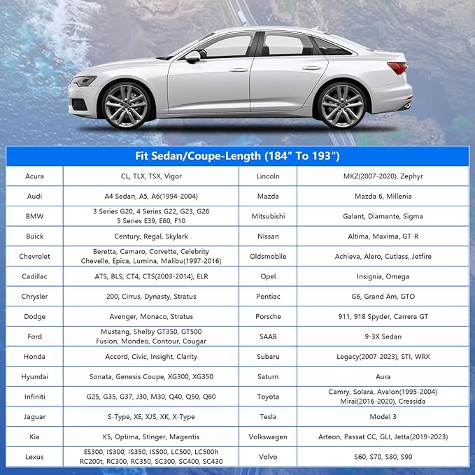 Car Cover Waterproof All Weather for Automobiles, Outdoor Full Car Cover Snowproof Windproof UV Protection, Universal Fit for Sedan. (Fit Sedan Length 186-193 inch, Silver)