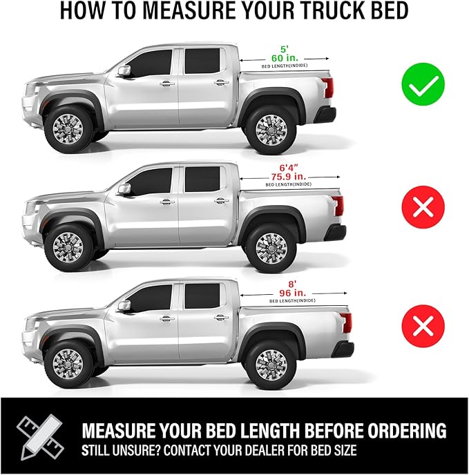 Hard Low Profile Quad-Fold Aluminum Truck Bed Tonneau Cover Compatible with 2005-2022 Nissan Frontier 5ft Bed (60")