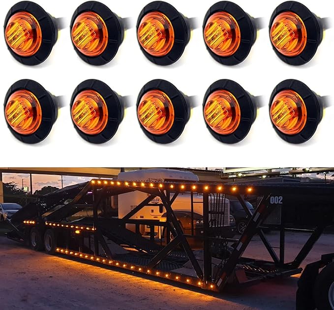 KEING 10 Pack Amber + 10 Pack Red + 10 Pack White Sealed Waterproof Mini Small Round 3/4 Inch LED Marker lights Signal Lights Indicator Lights 12V for Trailer Truck Bus Van ATV RV Lorry Caravan