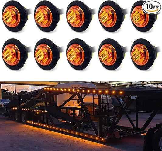 KEING Mini Small Round 3/4 Inch 12V Amber LED Button Clearance Lamp Universal Side Marker Indicator Lights Waterproof Marine Truck Trailer Bus ATV RV Lorry Van Caravan