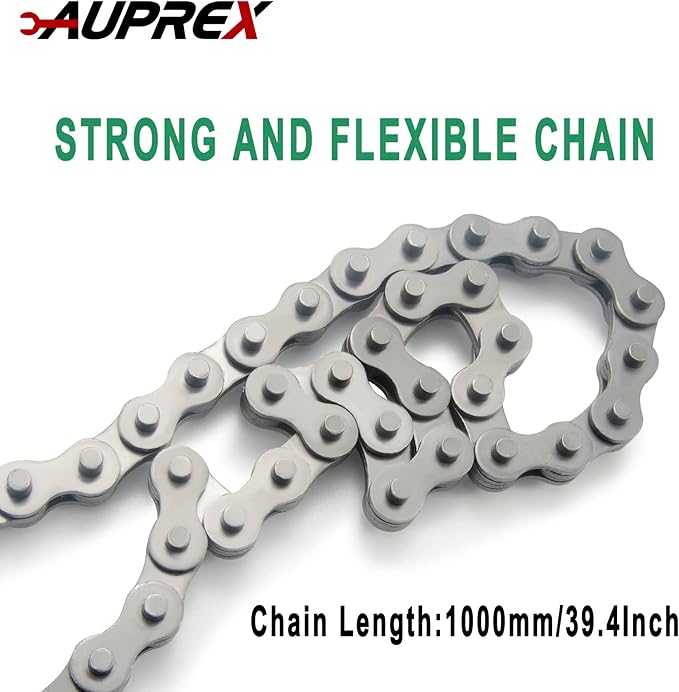 24 Inch Heavy Duty Chain Oil Filter Wrench, Adjustable Long Handle Tool Fits Max 12.6 Inch Diameter