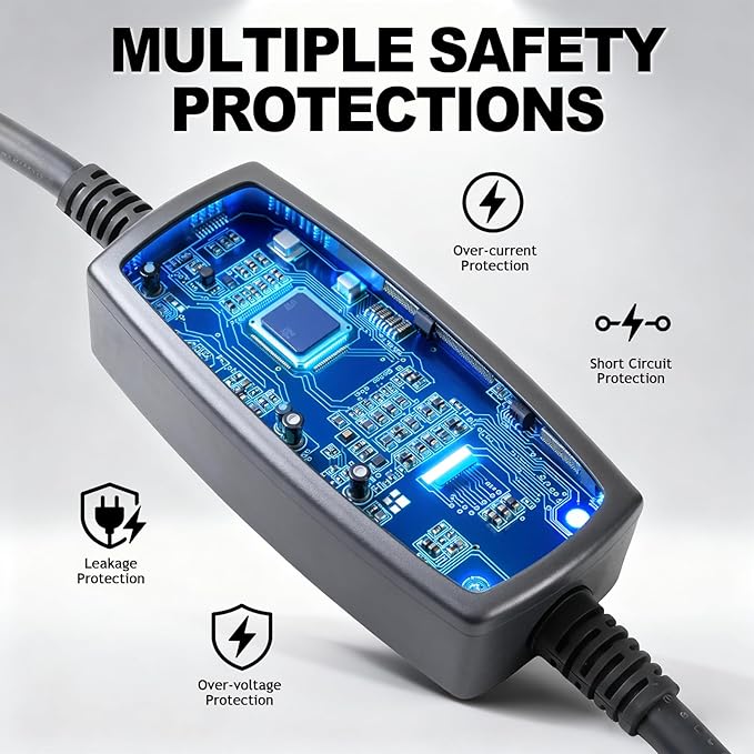 Level 2 Portable EV Charger, 16 to 40 Amp, 240 Volt, 25ft Cable, Portable EV Charging Cable Faster Charging Station, Electric Vehicle Charger Compatible with All EV Cars NEMA 14-50