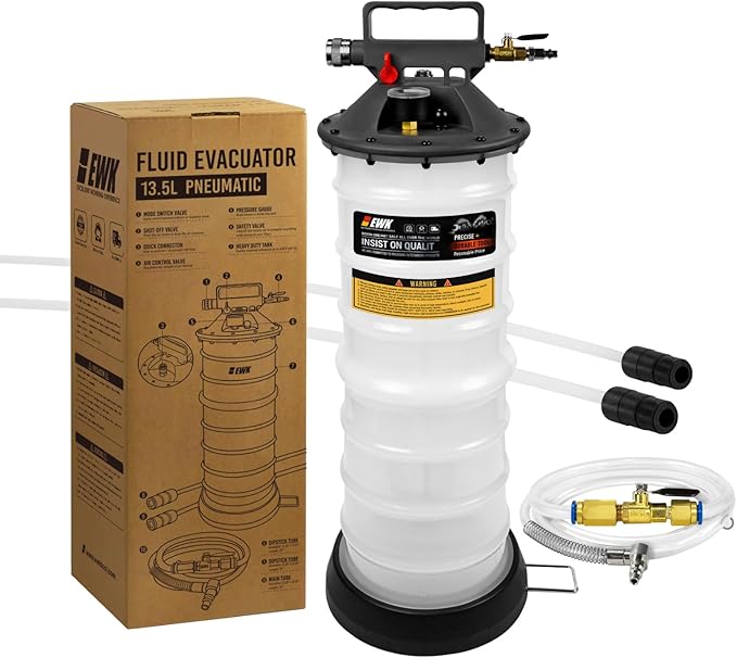 EWK 13.5L Heavy Duty Pneumatic Oil Extractor/Dispenser Pump, Fluid Vacuum Evacuator with Reinforced Tank, Oil Change Pump for Automotive Large Engines